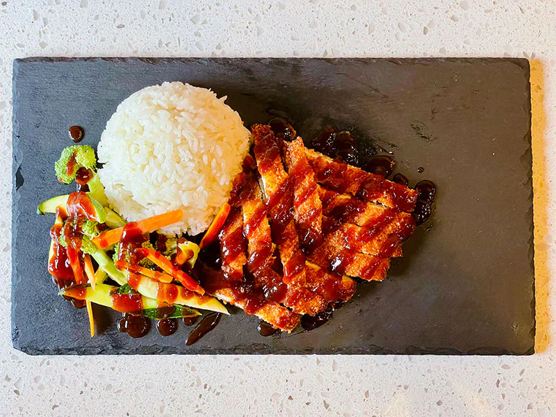 Crispy chicken katsu with curry sauce, rice & veggies at Funtime Sushi & Ramen & Tea Bar, a Asian Restaurant in Nashville