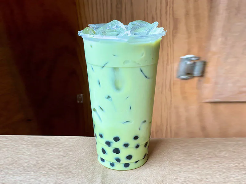 Creamy matcha milk tea with chewy boba at Funtime Sushi & Ramen & Tea Bar, a Asian Restaurant in Nashville