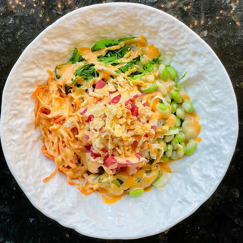 Fresh tuna poke bowl with edamame & spicy sauce at Funtime Sushi & Ramen & Tea Bar, a Asian Restaurant in Nashville